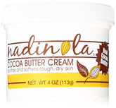 Nadinola Cocoa Butter Cream jar close-up highlights a smooth, non-greasy formula for dry skin.