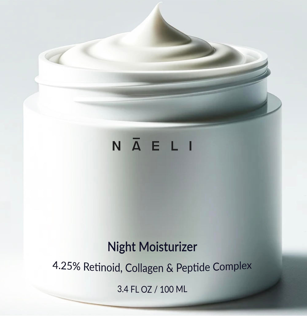 NAELI Retinoid Cream bottle close-up for premium night skincare
