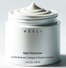 NAELI Retinoid Cream bottle close-up for premium night skincare