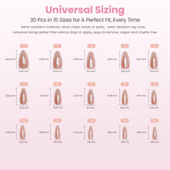 Nail Reformation 30 nails across 15 sizes for a flawless fit.