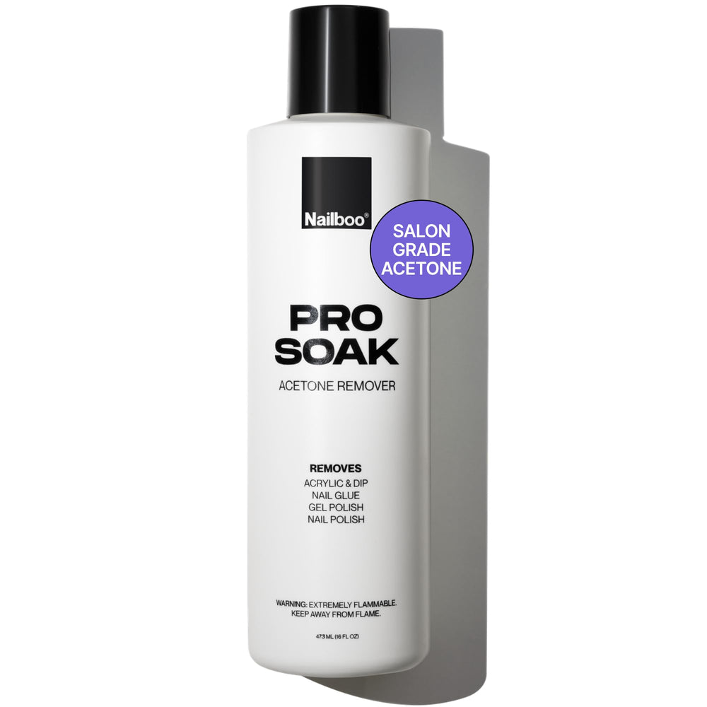 Nailboo 100% Acetone remover bottle for fast salon-quality polish removal.