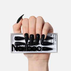 Nailboo Dark Dreams stiletto press-on nails for quick at-home manicure