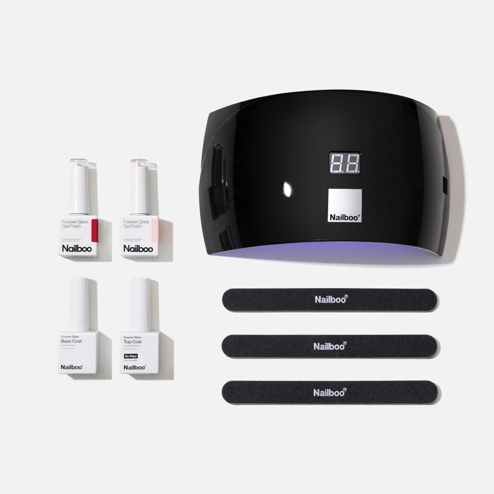 Nailboo kit with UV lamp for at-home salon results.
