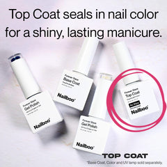 Nailboo Premier Forever Glaze during LED cure demonstrates fast hardening for easy at-home use.