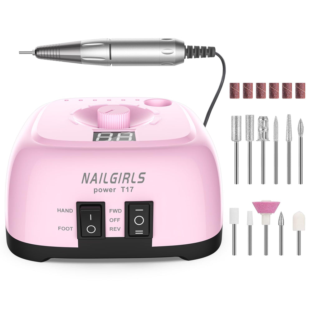 NAILGIRLS Nail Drill Machine Front View shows compact design for home or salon use.