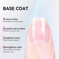 Nailshion Base Coat brush application delivers smooth, even coverage.