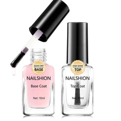 Nailshion base coat sheer pink application shows smooth finish for natural nails