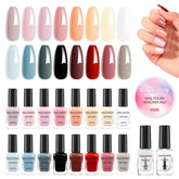 Nailshion Nude Gray Nail Polish Set: 16 colors for versatile everyday nails.