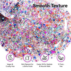 Nailshion Sparkle brush stroke demonstrates smooth, easy coverage