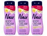 Nair Body Cream Hair Remover package with oat milk and vanilla for smooth skin.