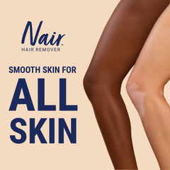 Nair face cream application shown on hands for easy use.