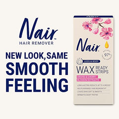 Nair Wax Ready-Strips box back shows kit contents.