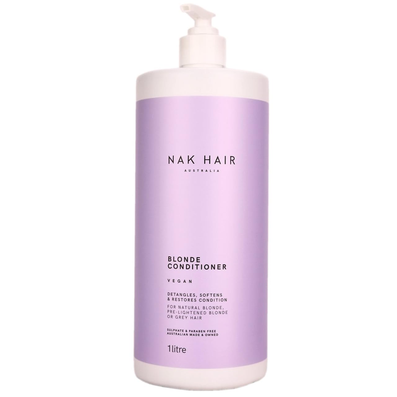 NAK Hair Australia Blonde Conditioner bottle for detangling and softening blonde hair.