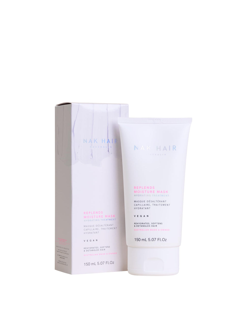 NAK Hair Replends Moisture Mask jar for deep hydration and detangling.