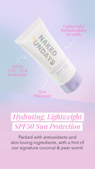 Naked Sundays SPF 50 application shot showing quick absorption