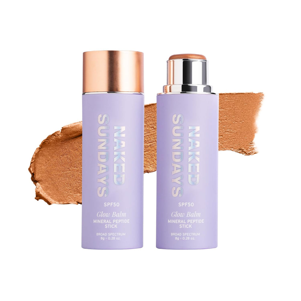 Naked Sundays SPF50 glow balm Pink Pop on cheeks for a radiant, buildable flush.