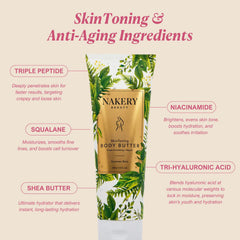 Nakery Skin Toning Butter for arms tightens crepey skin for a sleeker look