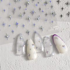 Namrec star nail stickers in Aurora Silver for DIY manicures.
