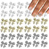 Namrec 36-pcs bow nail charms collection in silver and gold for versatile nail art