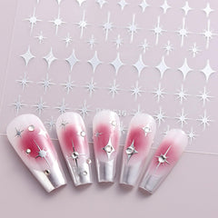 Namrec star stickers applied on an acrylic nail.