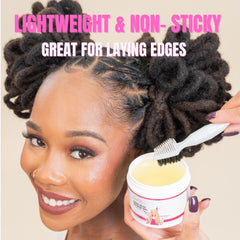 NappStar retwist gel applied to edges for a sleek, durable lay.