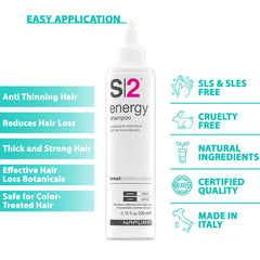 NAPURA S2 bottle highlights color-safe, gentle cleansing for color-treated hair