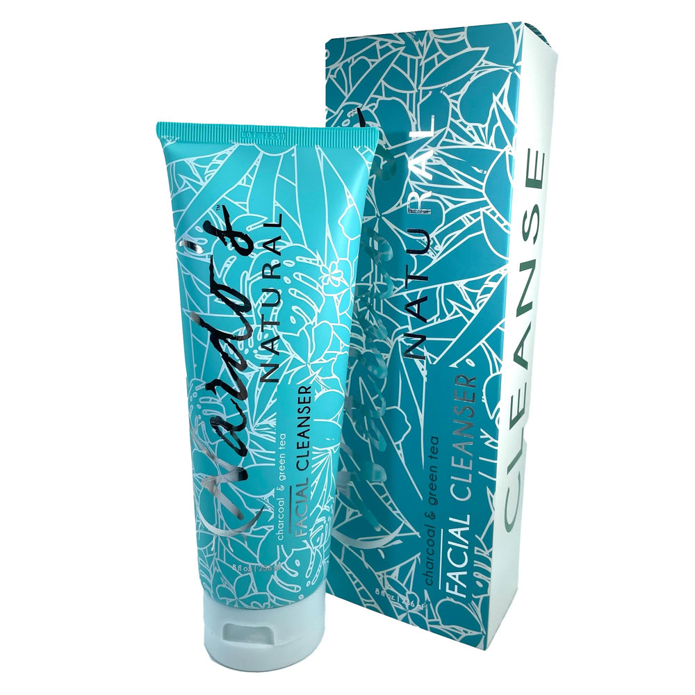 Nardo's Natural all-natural facial cleanser bottle showing daily-use benefits