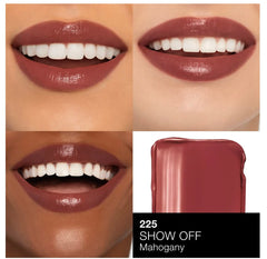 NARS Afterglow Sensual Shine Lipstick Closeup highlights luminous glaze with sheer-to-medium coverage.