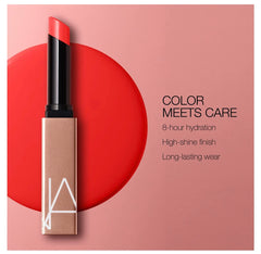 NARS Afterglow Sensual Shine Lipstick Lip detail shows a smooth, non-sticky finish.