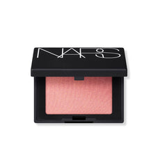 NARS Orgasm powder blush mini travel size in peachy-pink shade with golden shimmer for radiant flush.
