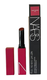 NARS Powermatte Lipstick Night Moves swatches in deep plum for bold color