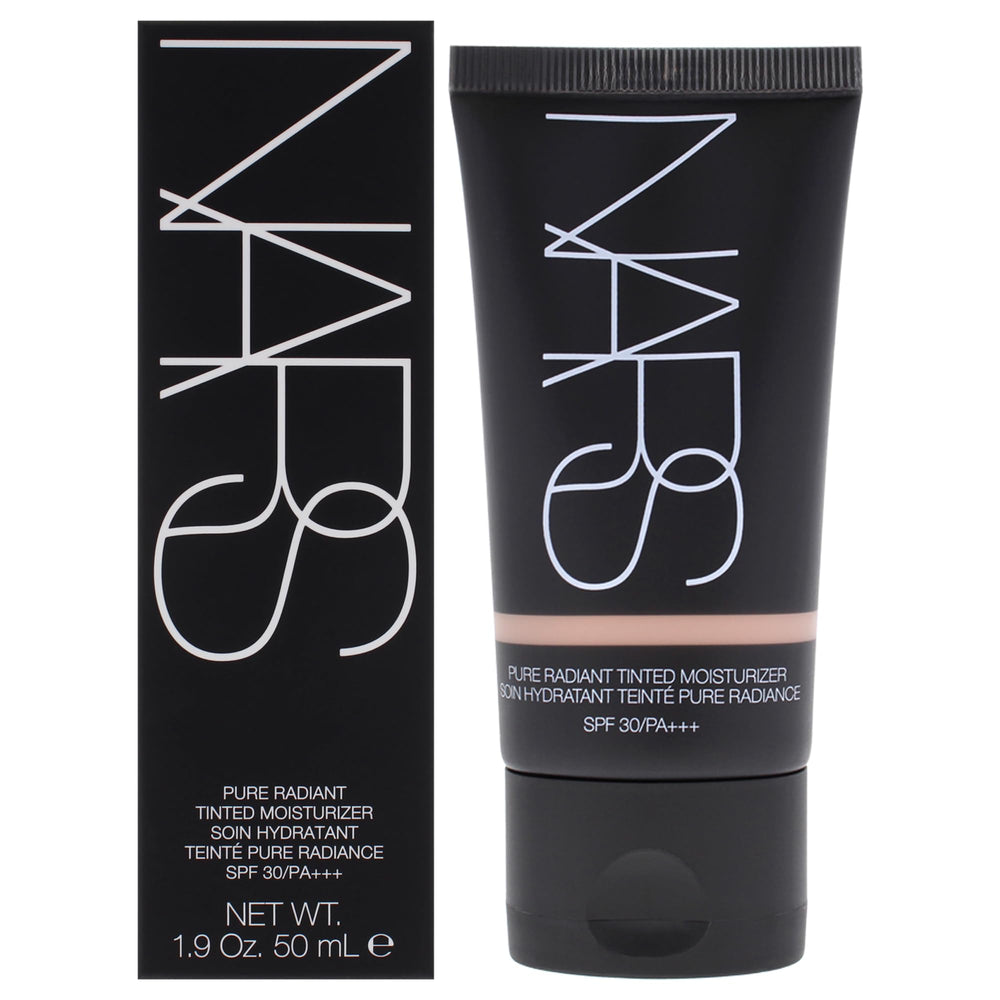 NARS Pure Radiant Tinted Moisturizer bottle close-up showing sheer coverage and SPF 30