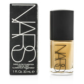 NARS Sheer Glow Foundation Vallauris bottle pour showing smooth texture for natural finish