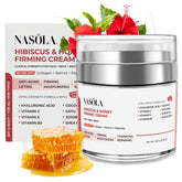 Nasola Hibiscus and Honey Firming Cream jar showing rich texture for firming