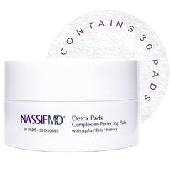 NassifMD Exfoliating Detox Pads pack front showing clean, convenient cleansing