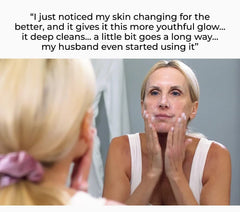 Rinsing NassifMD glycolic face wash reveals easy removal and soft finish.