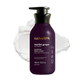 NATIVA SPA Merlot Grape lotion bottle shows deep hydration for silky skin