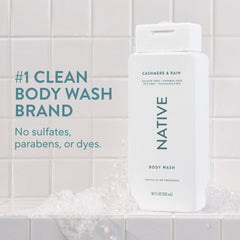 Native Body Wash with rich lather delivers gentle hydration after shower.