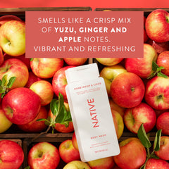Native Body Wash label close-up highlights a sulfate-free formula gentle on skin.