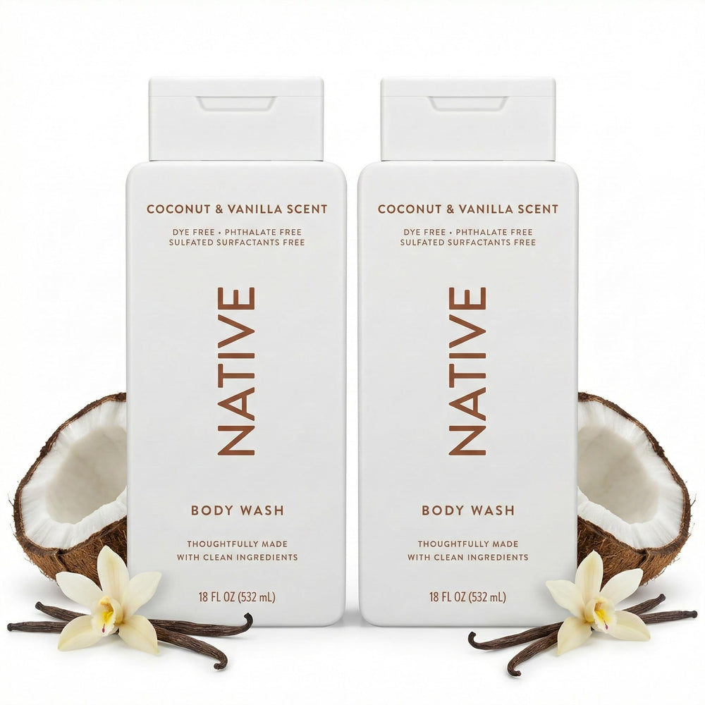Native Coconut Vanilla 2-pack bottles on display for everyday moisturizing