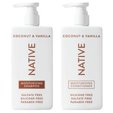 Native Coconut & Vanilla shampoo bottle with sulfate-free cleansing for gentle care