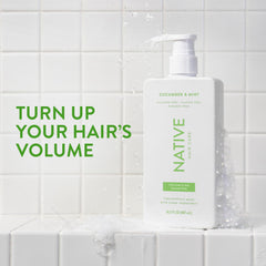 Native conditioner bottle pour demonstrates smooth detangling and finish