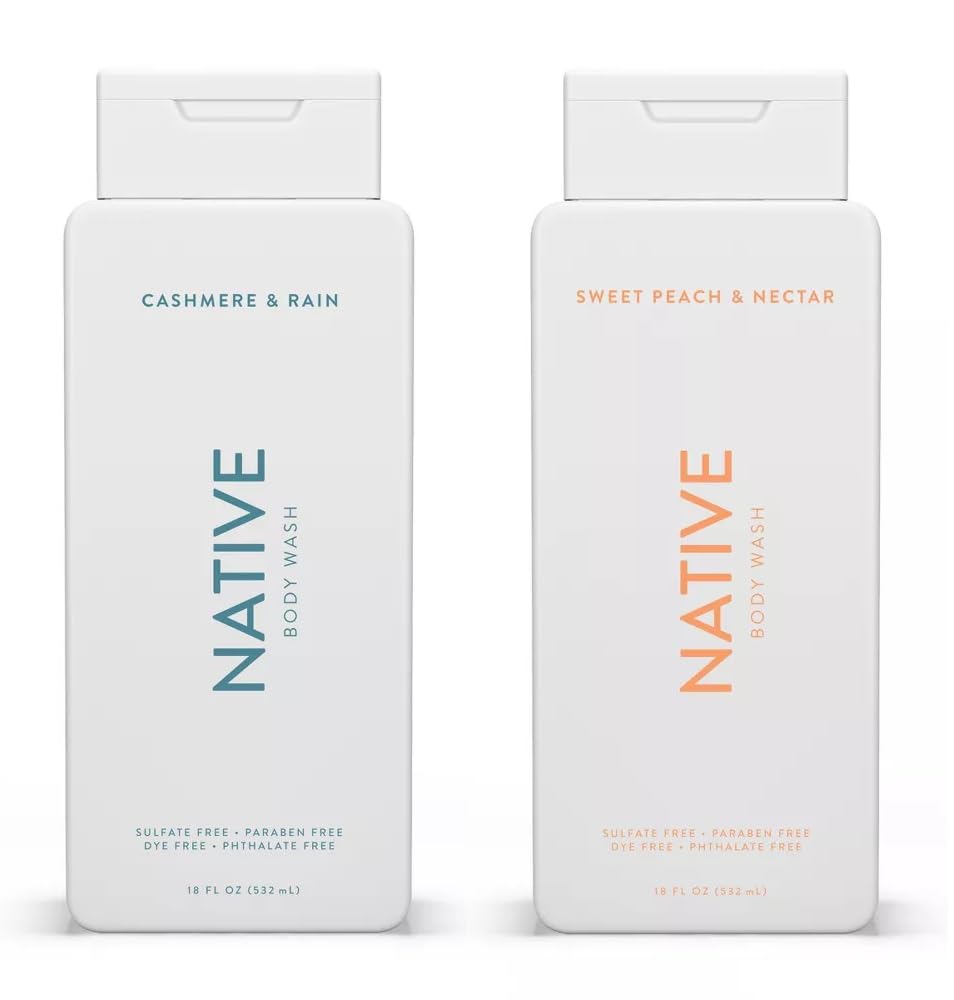 Native Gel Douche Duo Peche Nectar et Cachemire Pluie, mousse riche et hydratation douce