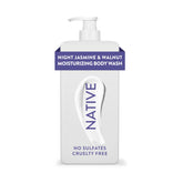 Native Moisturizing Body Wash bottle with Night Jasmine and Walnut for daily hydrated skin.