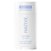 Native Sensitive Deodorant front view for day-long protection with gentle ingredients.