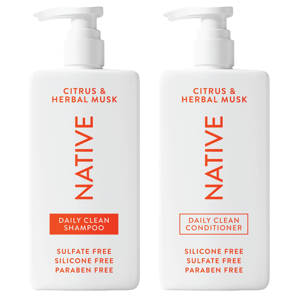 Native shampoo bottle pour — gentle daily cleanse for all hair types.