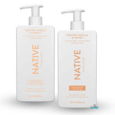 Native Toasted Vanilla & Honey shampoo bottle—nourishing cleanse for hydrated, shiny hair.