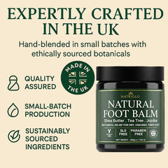 Natriglo foot balm applied to dry rough skin for smoother texture.