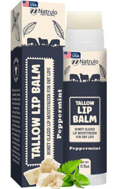 Natrulo beef tallow lip balm jar for deep hydration and velvety lips.