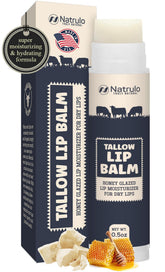 Natrulo beef tallow lip balm packaging showcases eco-friendly materials for a gentle lip care routine.